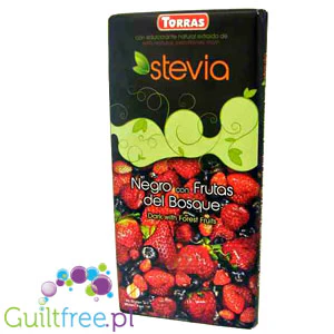 Torras Dark & Forest Fruits Stevia - ciemna czekolada z owocami leśnymi słodzona stewią i erytrolem, bez dodatku cukru - Image 2