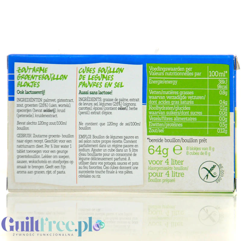 Damhert Bouillon Vegetable Cube 8 x 8g - bezglutenowe rosołowe kostki warzywne niskosodowe bez cukru - Image 4