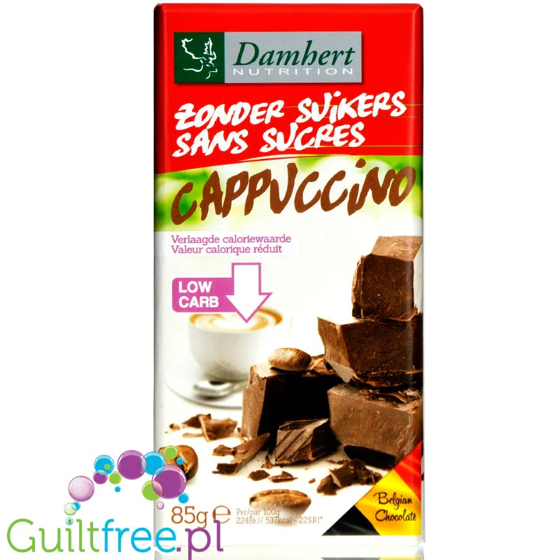 Damhert Cappuccino - kawowa ciemna czekolada bez cukru