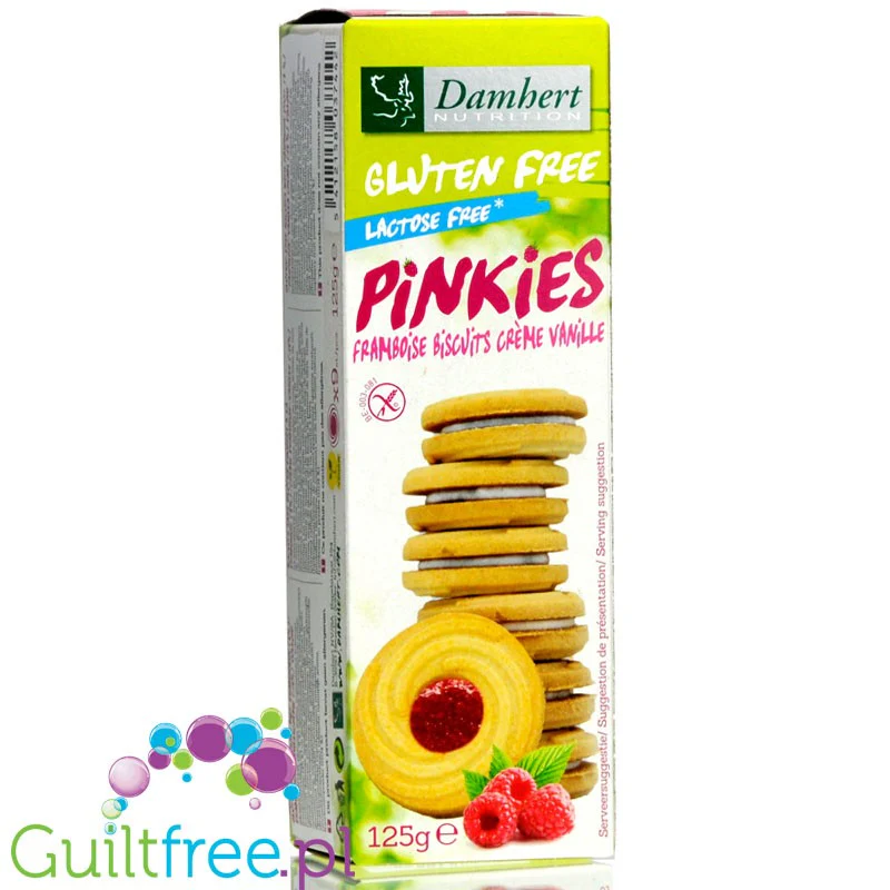 Damhert Pinkies - bezglutenowe wegańskie markizy bez laktozy z masą malinową