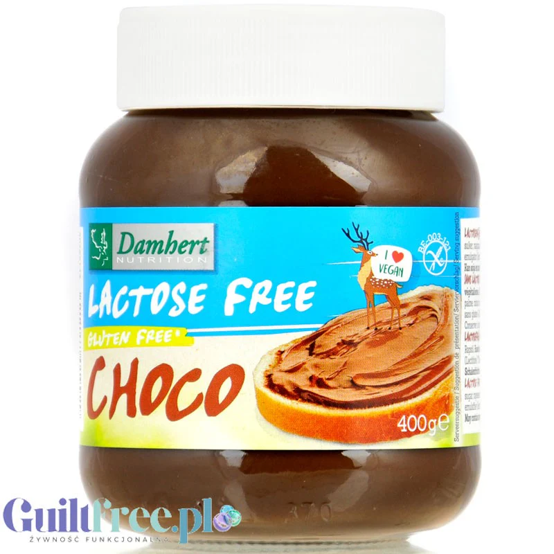 Damhert Lactose Free Cocoa Spread - wegański bezglutenowy krem czekoladowo-orzechowy bez laktozy