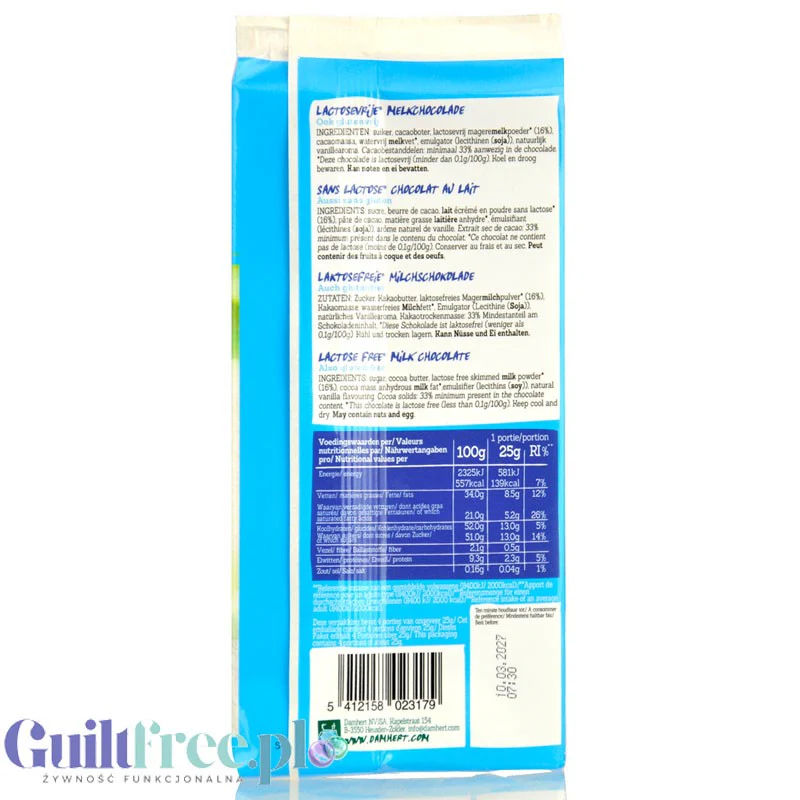 Damhert Lactose Free Lait - bezlaktozowa mleczna czekolada bez glutenu - Image 2