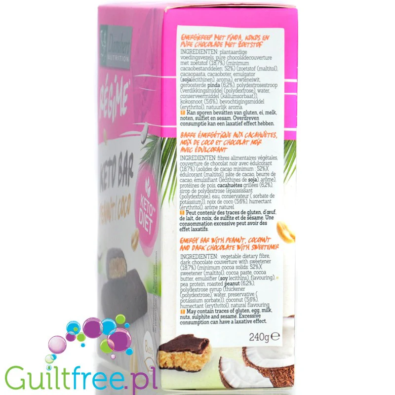 Damhert Regime Keto Bar Peanut Coco 8 x 90kcal - keto batoniki orzechowo-kokosowe w czekoladzie - Image 3