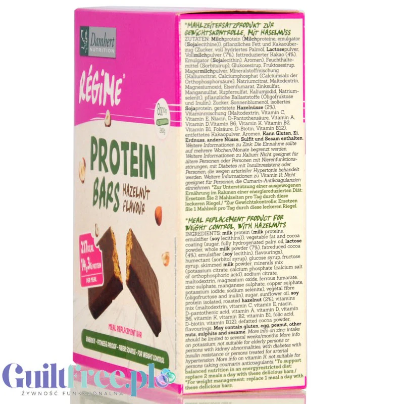 Damhert Regime Protein Bars Hazelnut 8 x 107kcal - batoniki orzechowe w czekoladzie - Image 3
