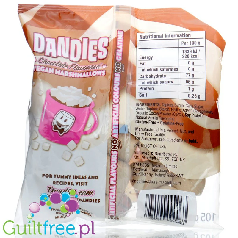 Dandies Vegan Marshmallows Chocolate - wegańskie pianki o smaku czekoladowym, bez sztucznych barwników i aromatów - Image 2