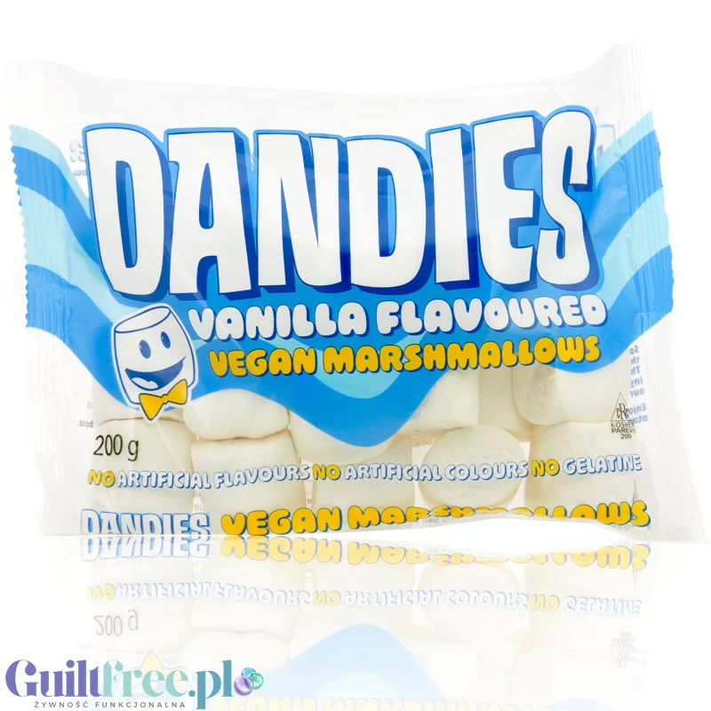 Dandies Vegan Marshmallows Vanilla XXL - wegańskie GIGA pianki o smaku waniliowym, bez sztucznych barwników i aromatów