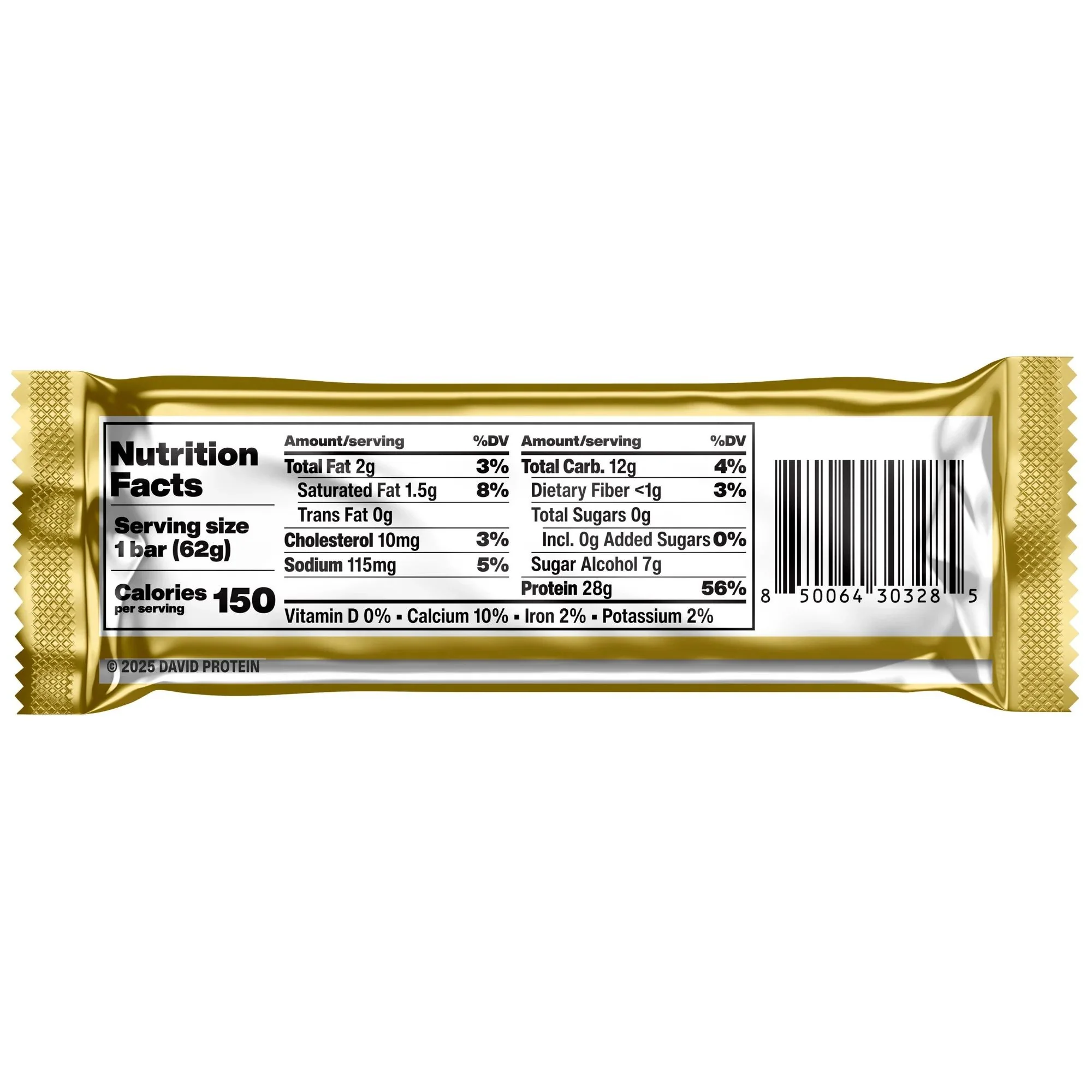 David Protein Bar Chocolate Chip Cookie Dough 62g - Image 7