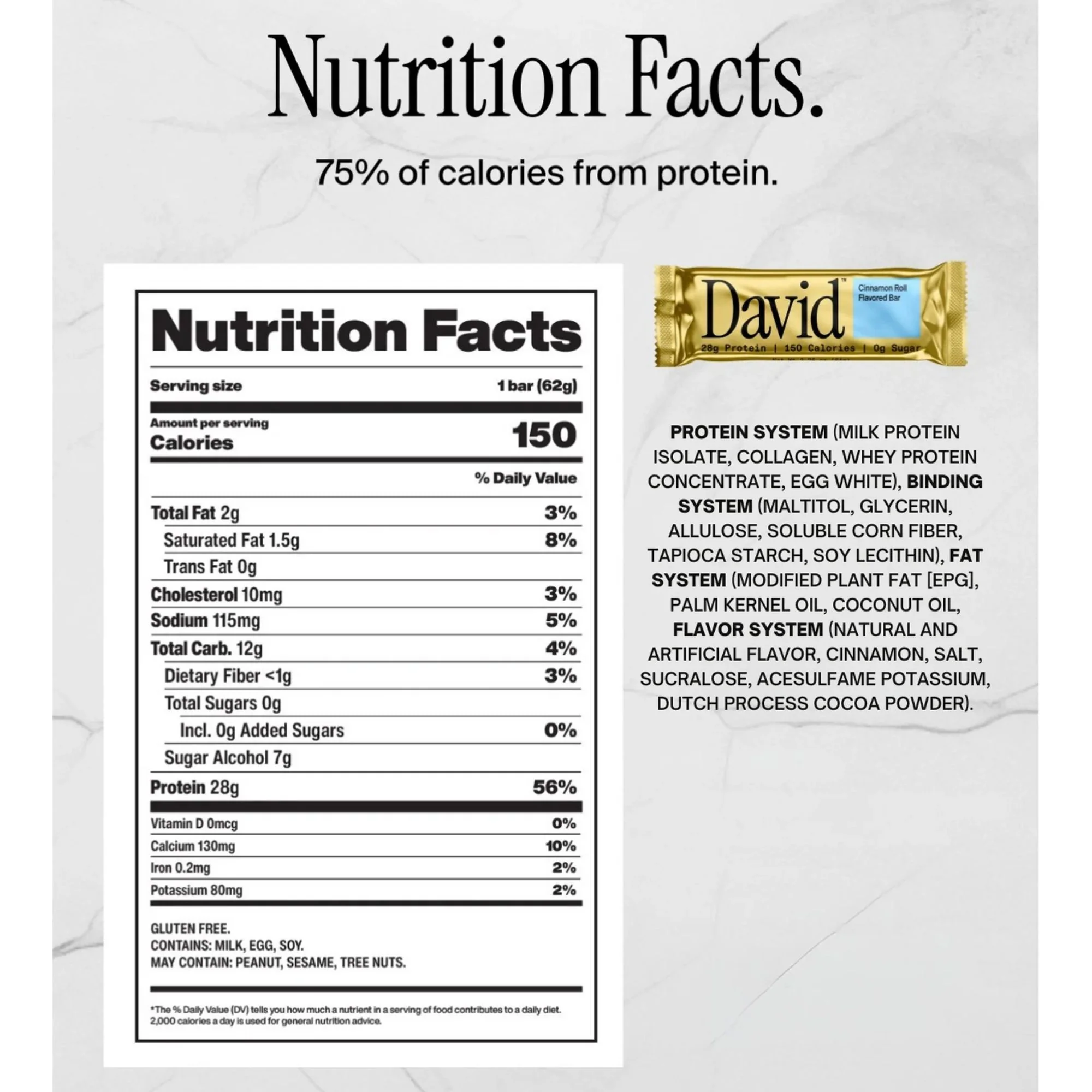 David Protein Bar Cinnamon Roll 62g - Image 4