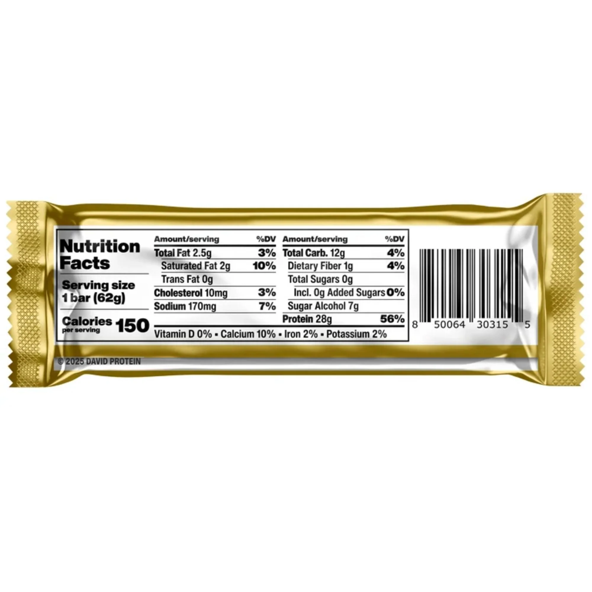 David Protein Bar Peanut Butter Chocolate Chunk 62g - Image 6