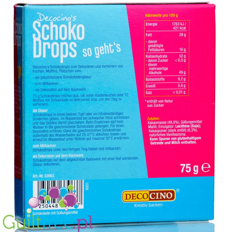 Decocino's Schoko Drops - krople wegańskiej czekolady bez cukru i oleju palmowego - Image 2