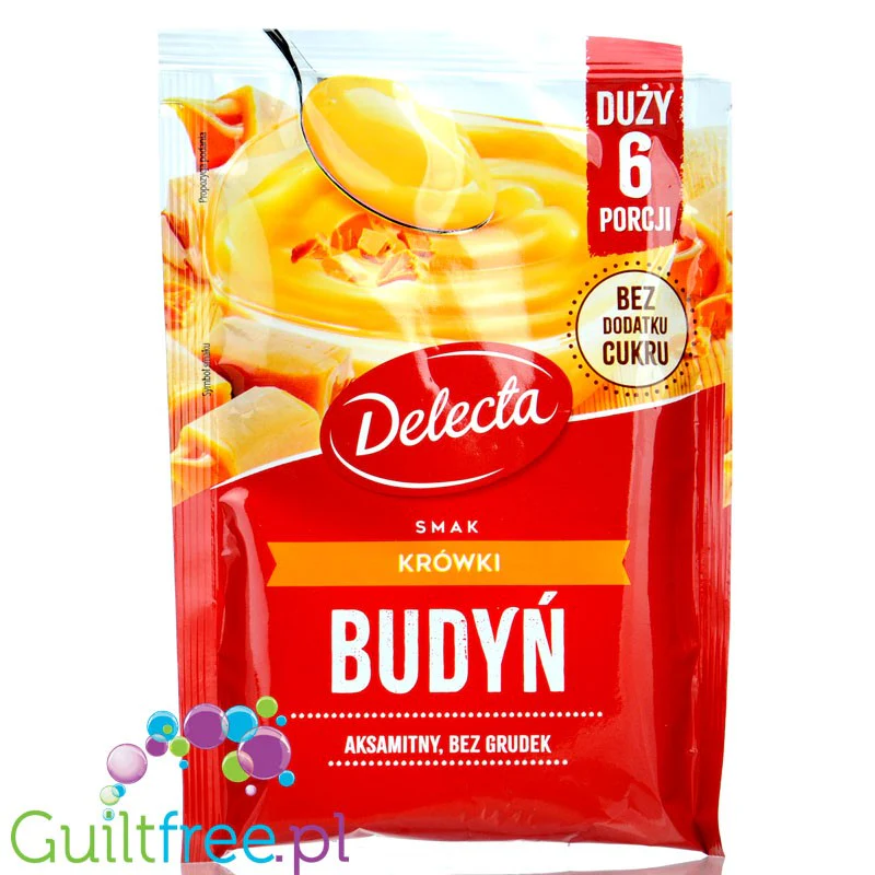 Delecta budyń krówkowy bez cukru, duże opakowanie na 0,75L mleka