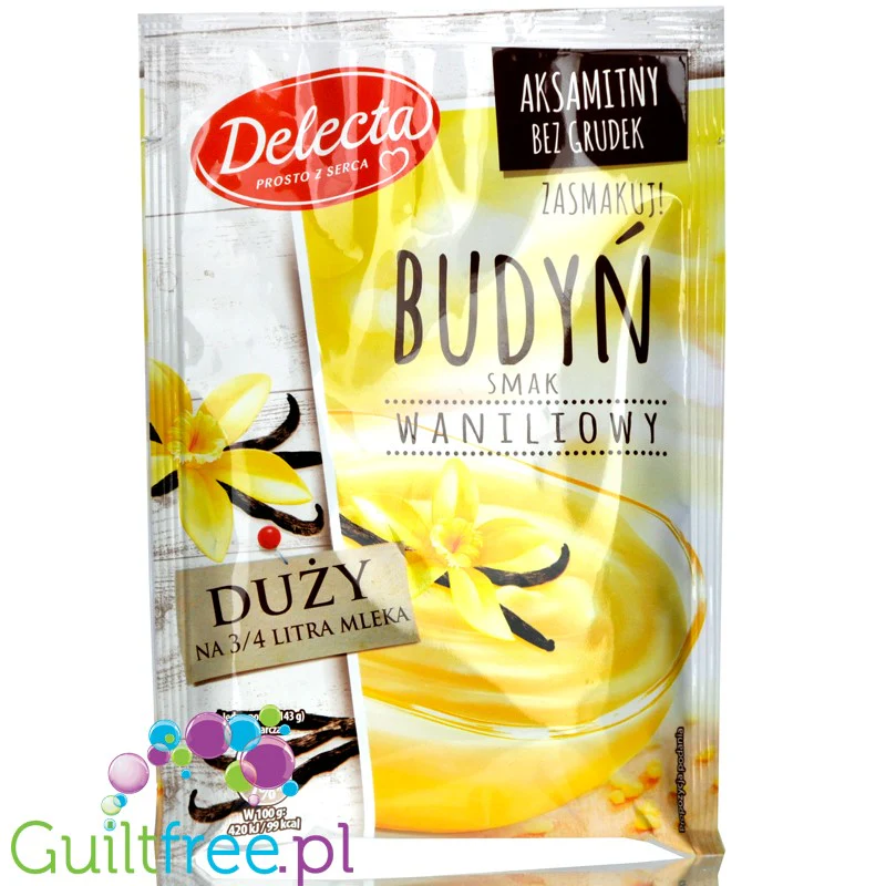 Delecta budyń waniliowy bez cukru, duże opakowanie na 0,75L mleka - Image 2