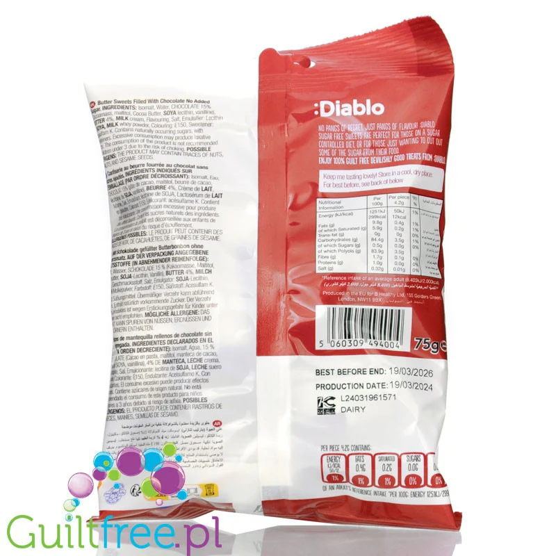 Diablo Butter Sweets - śmietankowe karmelki cukierki bez cukru 11kcal - Image 2
