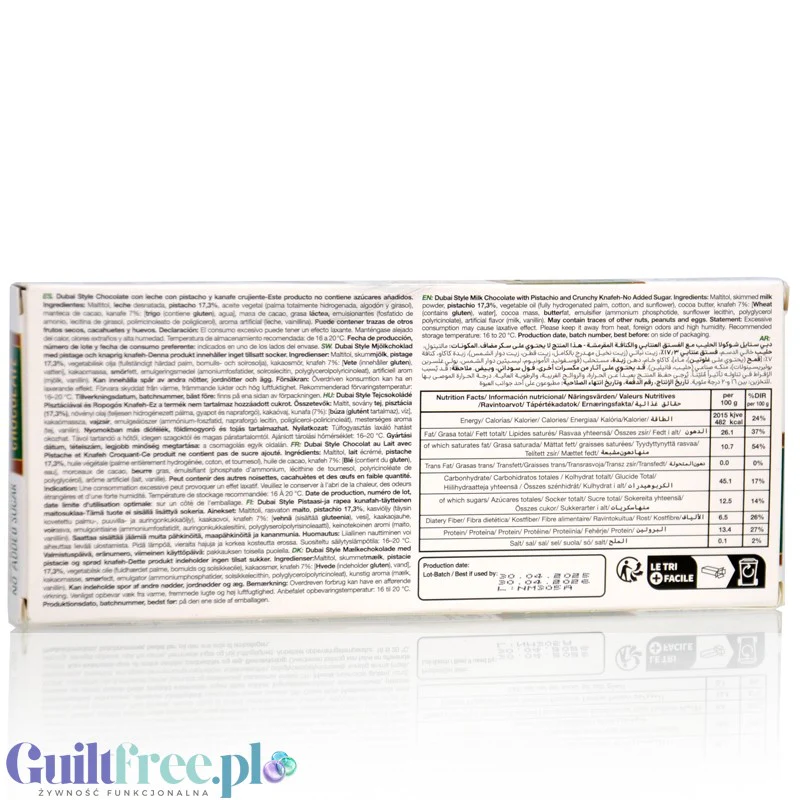 Diablo Dubai Chocolate 200g - czekolada dubajska bez dodatku cukru z pistacjami i knafeh - Image 4