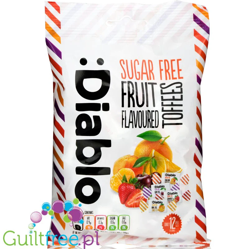 Diablo Fruit Toffees owocowe miękkie cukierki bez cukru do żucia