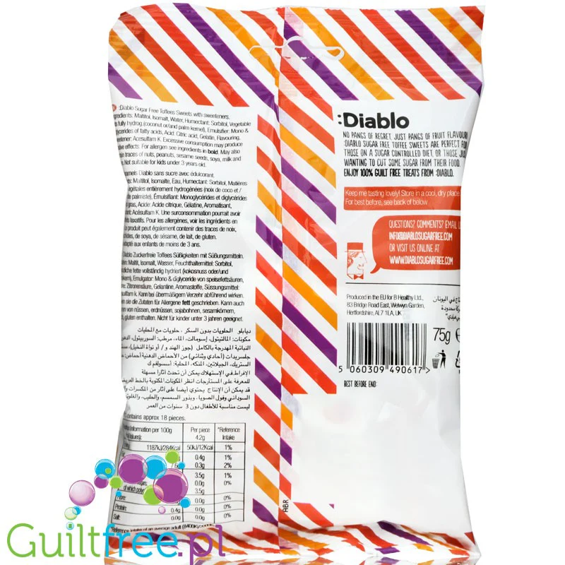 Diablo Fruit Toffees owocowe miękkie cukierki bez cukru do żucia - Image 2