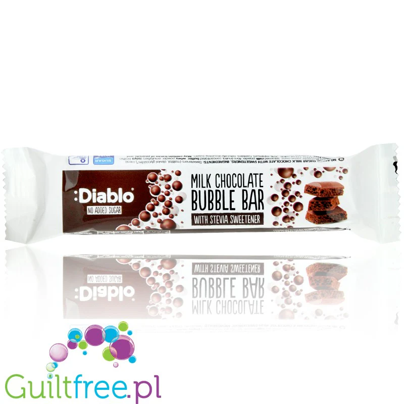 Diablo Milk Chocolate Bubble Bar Stevia - bąbelkowy baton czekoladowy bez dodatku cukru jak Aero
