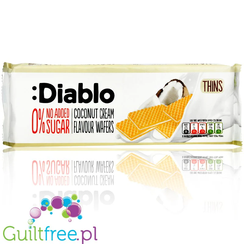Diablo Thins Coconut Wafers - cieniutkie wafelki z kremem kokosowym bez dodatku cukru