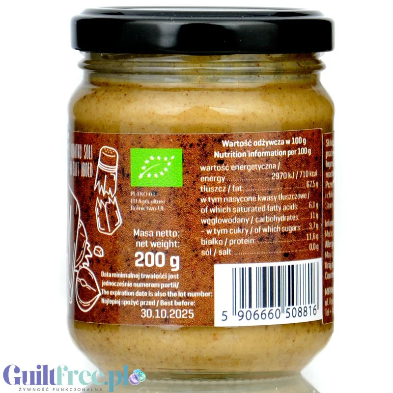 Diet Food Bio Hazelnut 200g - bio krem z orzechów laskowych 100%, bez soli i cukru - Image 3