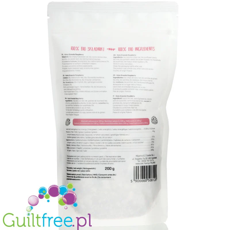 Diet Food Bio Keto Granola Malina - ketogeniczna granola śniadaniowa z erytrolem - Image 2