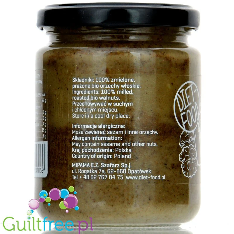 Diet Food Bio Masło z orzechów włoskich 100%, 200g - Image 3