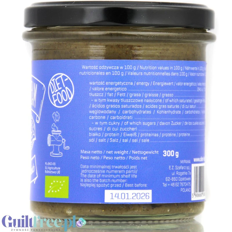 Diet Food Bio Masło z orzechów włoskich 100% bez soli i cukru 300g - Image 3