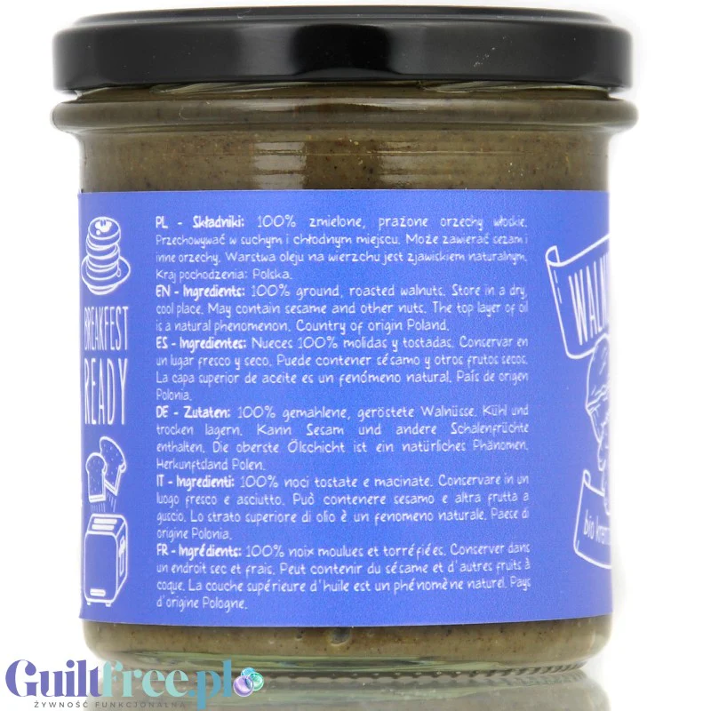 Diet Food Bio Masło z orzechów włoskich 100% bez soli i cukru 300g - Image 4