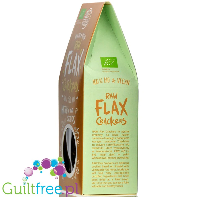 Diet Food Raw Flax Crackers bio krakersy lniane z ziarnami i ziołami, 5g węglowodanów - Image 3