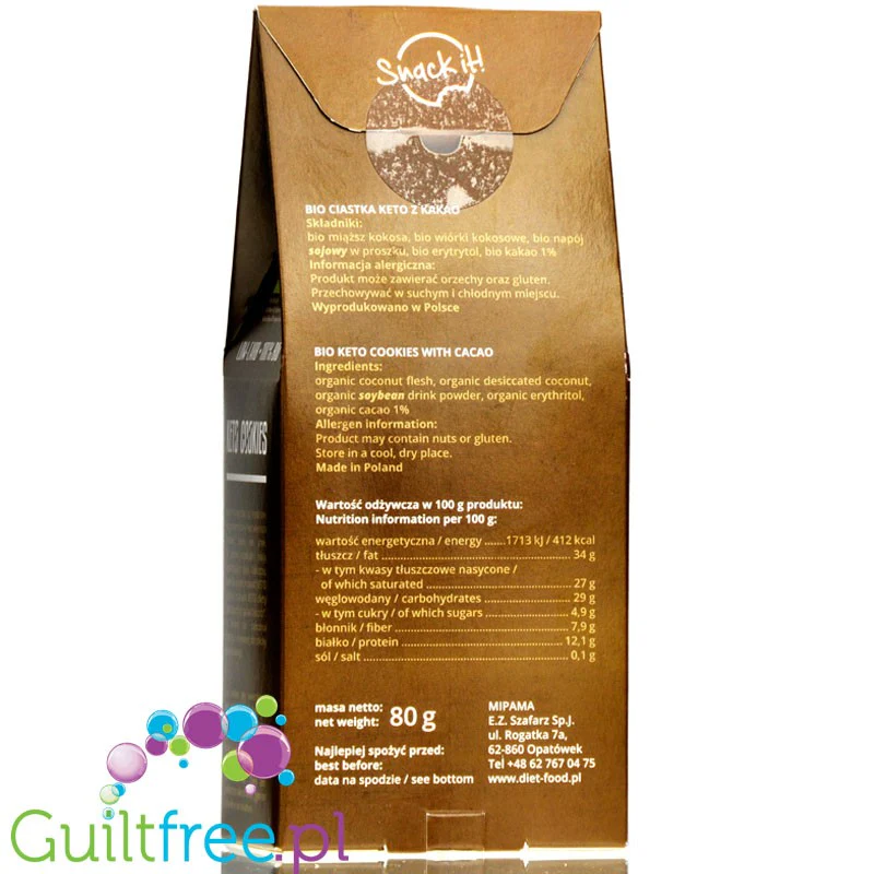 Diet Food Keto Cookies Cocoa - ketogeniczne bio ciasteczka kakaowe - Image 3