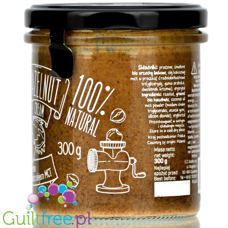 Diet Food Keto Hazelnut Cream - pasta z orzechów laskowych z MCT słodzona erytrolem - Image 3