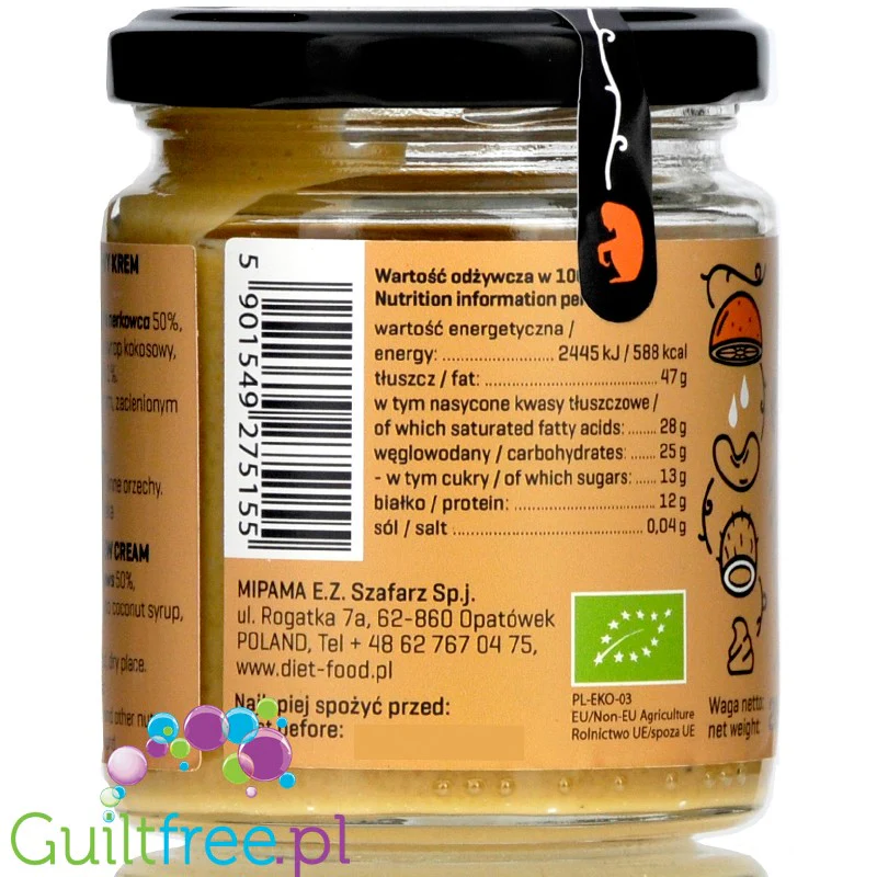 Diet Food ORANGNUTAN bio krem cashew-pomarańczowy z musem kokosowym - Image 4