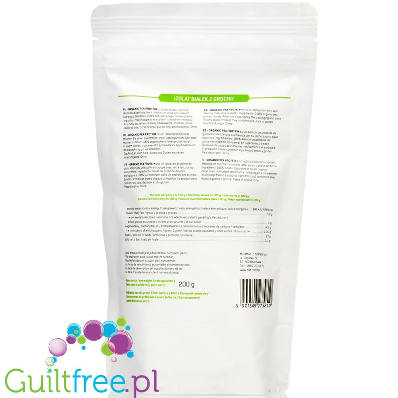 Diet Food Organic Pea Protein - bio białko grochu 100% bez słodzików i aromatów - Image 2