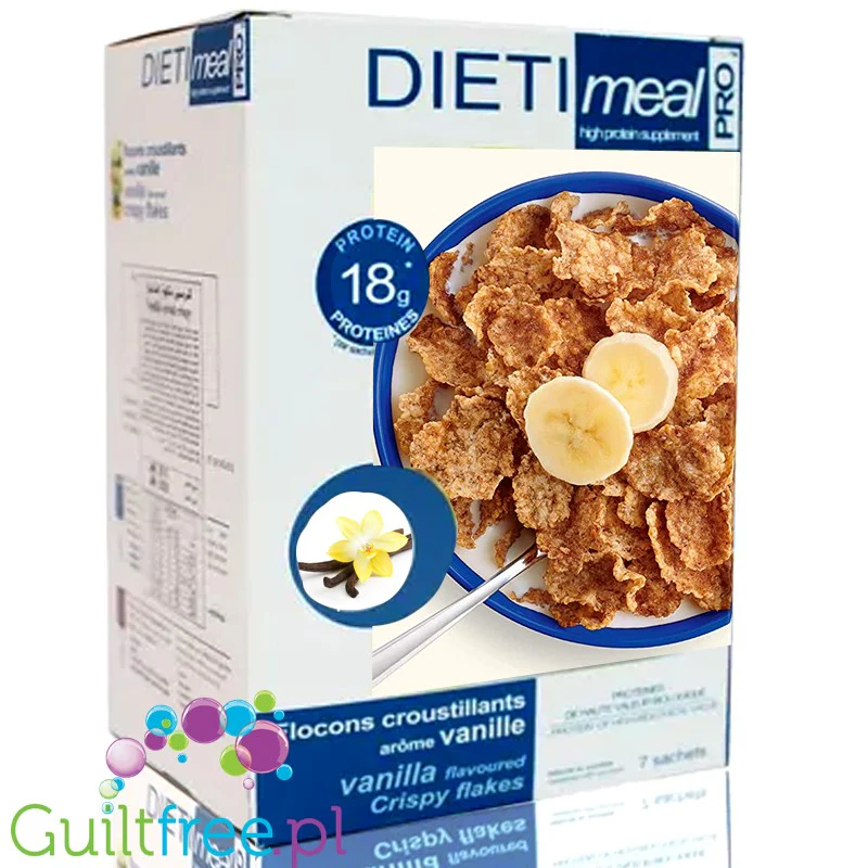 Dieti Meal Flacons Croustillants Vanille - proteinowe waniliowe płatki śniadaniowe, 18g białka & 94kcal