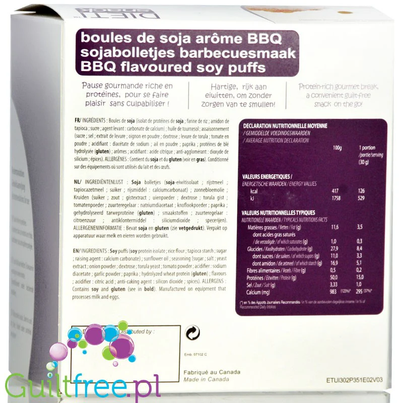 Dieti Snack Soy Puffs BBQ - kuleczki proteinowe, smak Barbecue - Image 2