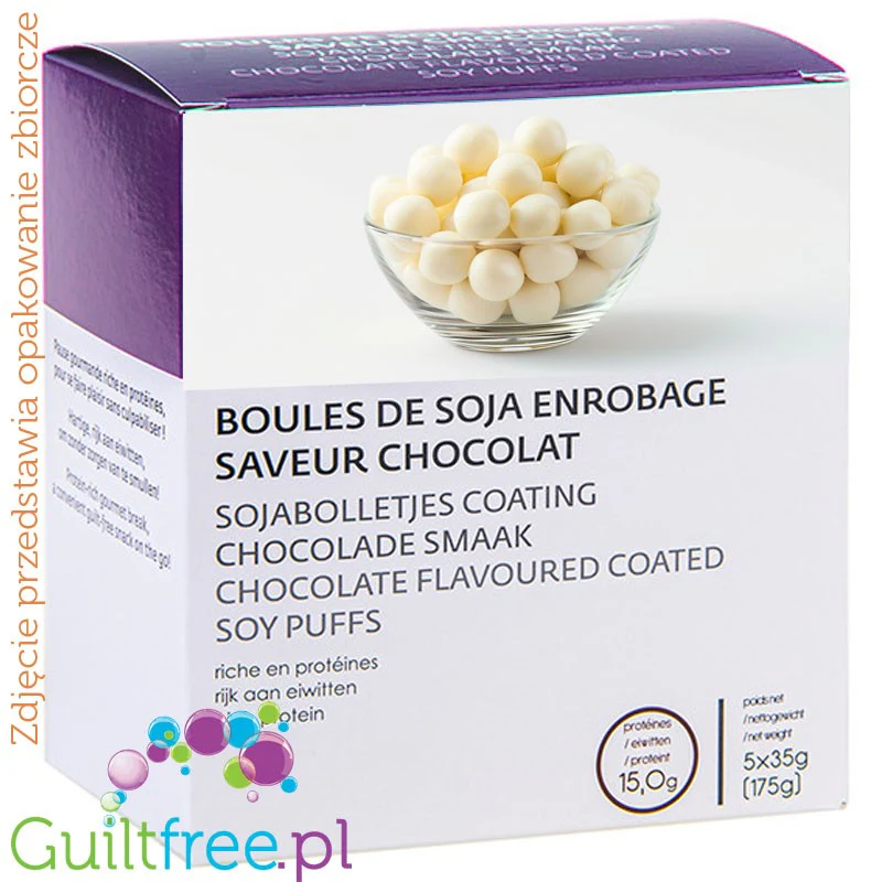 Dieti Snack Soy Puffs White Chocolate - chrupiące kuleczki proteinowe w polewie z białej czekolady - Image 2
