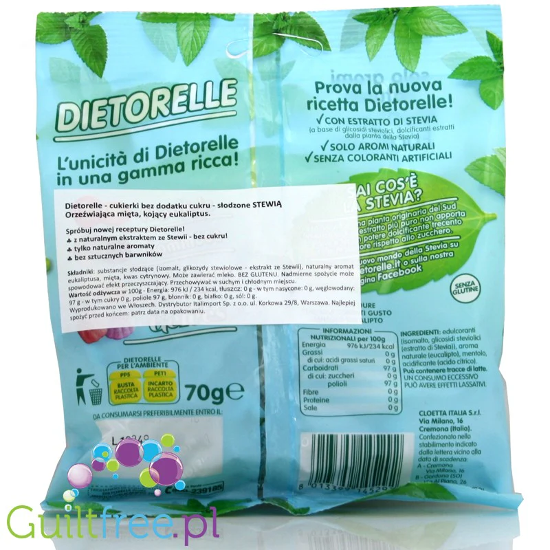 Dietorelle nadziewane cukierki ze stewią Eukaliptus & Mięta - Image 3