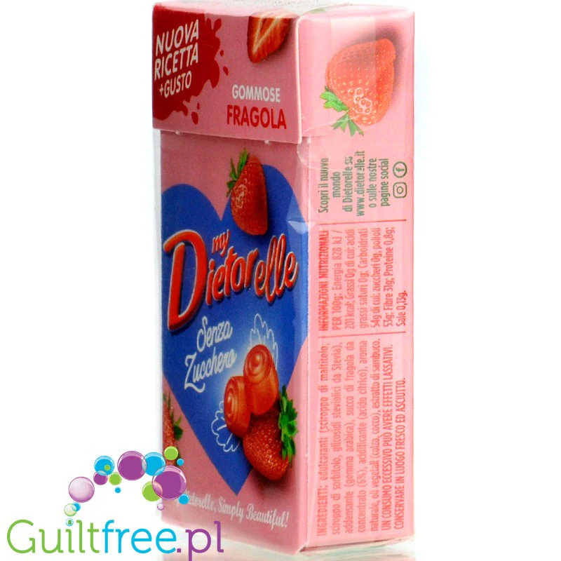 Dietorelle Stevia Morbide Fragola BOX - wegańskie żelki bez cukru, ze stewią, Truskawka - Image 3
