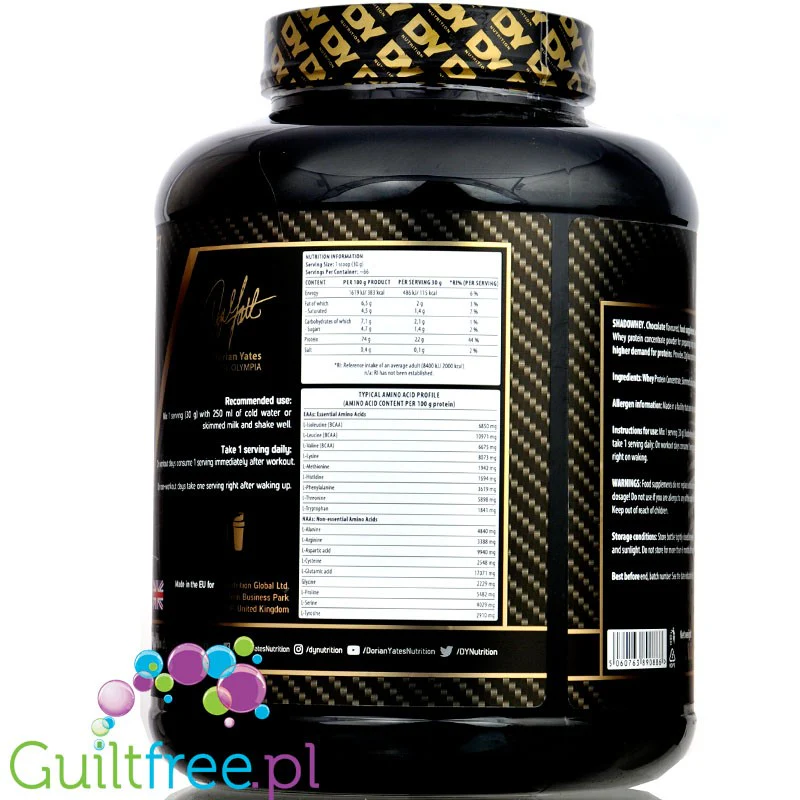 Dorian Yates ShadoWhey, Pistachio  2KG - pyszna, bogata w glutaminę i BCAA odżywka białkowa - Image 3