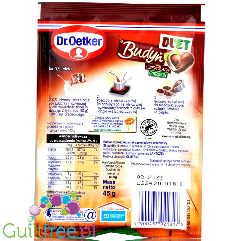 Dr Oetker Duet Czekolada & Orzech - budyń czekoladowo-orzechowy bez cukru - Image 2