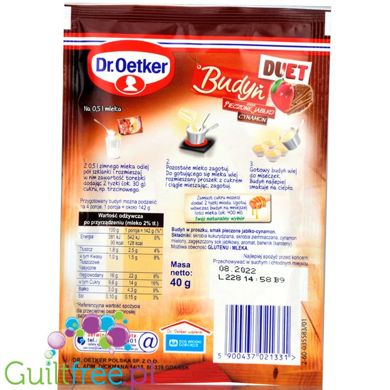 Dr Oetker  Duet Pieczone Jabłko & Cynamon - budyń szarlotkowy bez cukru - Image 2