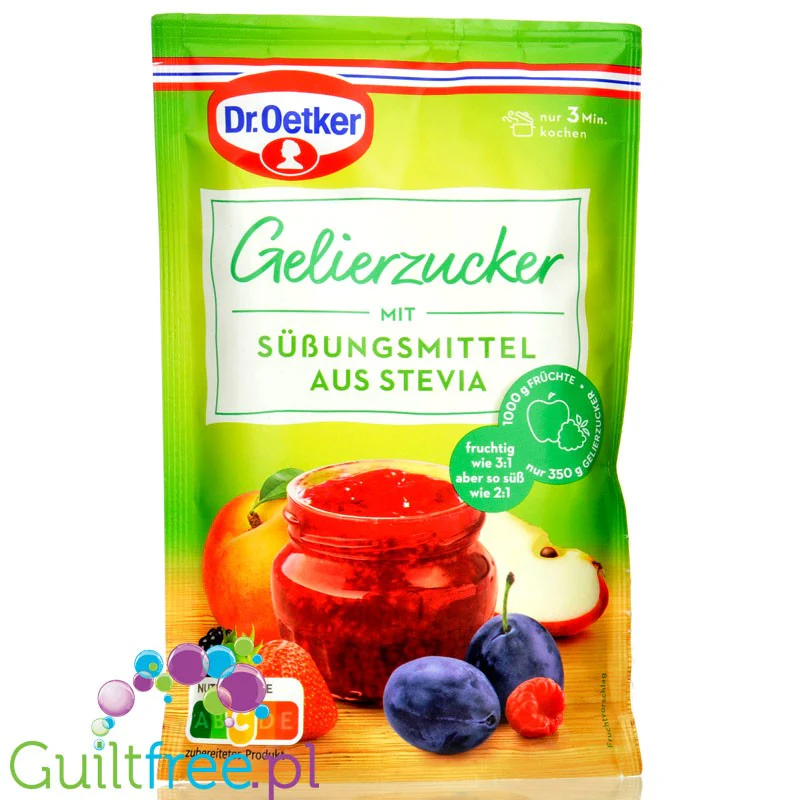 Dr. Oetker Gelierzuker Stevia 3:1 - cukier żelujący 'żelfix' ze stewią do dżemów 40% mniej cukru