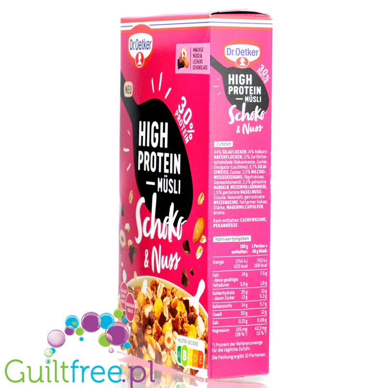 Dr Oetker High Protein Musli Schoko & Nuss - proteinowe musli 30g białka, Czekolada & Orzechy - Image 2