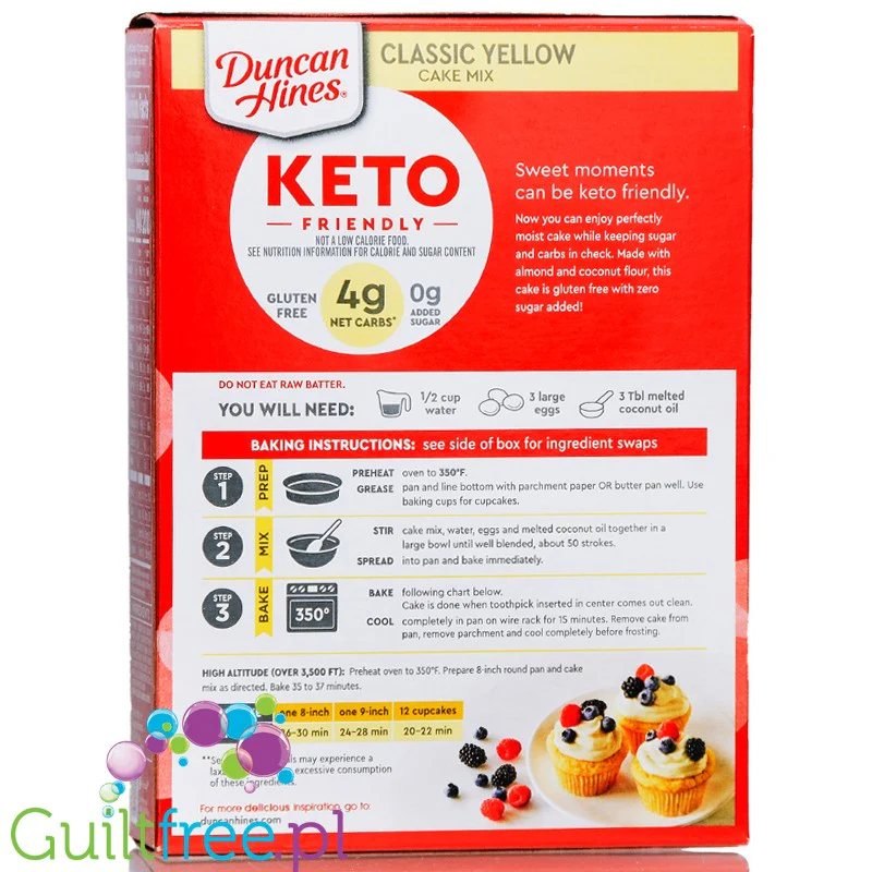 Duncan Hines Keto Friendly Classic Yellow Cake Mix - mieszanka do bezglutenowego keto ciasta biszkoptowego - Image 3
