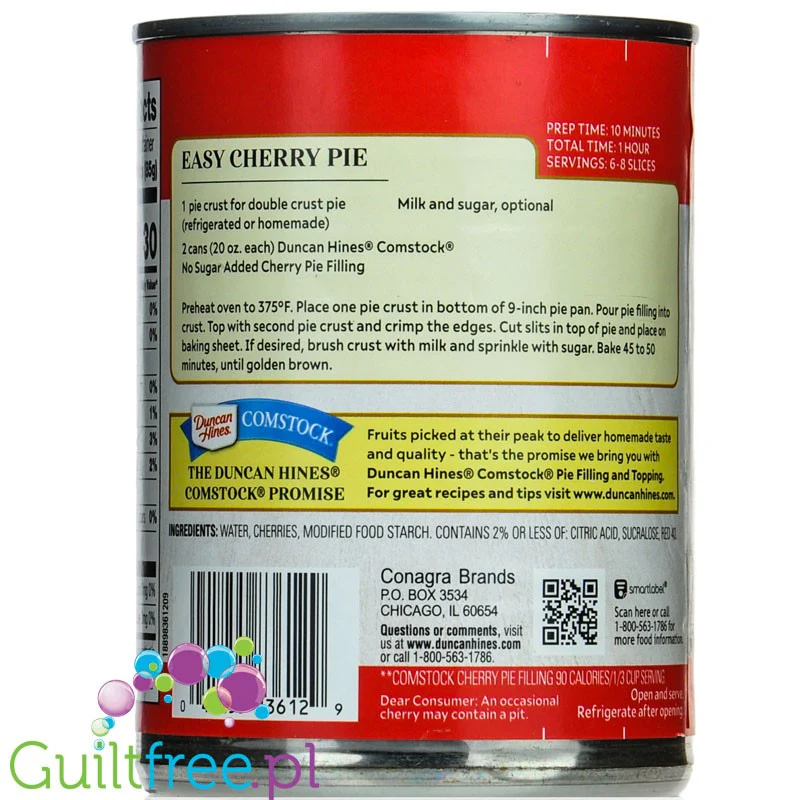 Duncan Hines No Sugar Added Cherry Pie Filling - wiśnie w sosie, nadzienie do ciasta bez cukru - Image 3