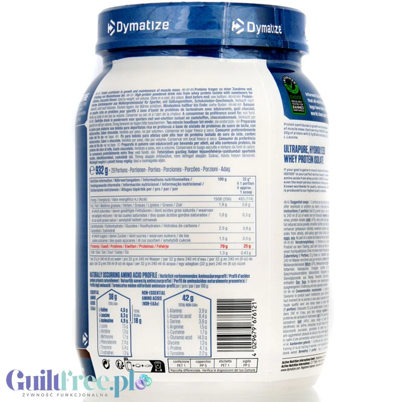 Dymatize ISO100 Hydrolyzed Whey Protein Chocolate Peanut - odżywka białkowa bez cukru 25g białka, WPI & Hydrolizat - Image 2