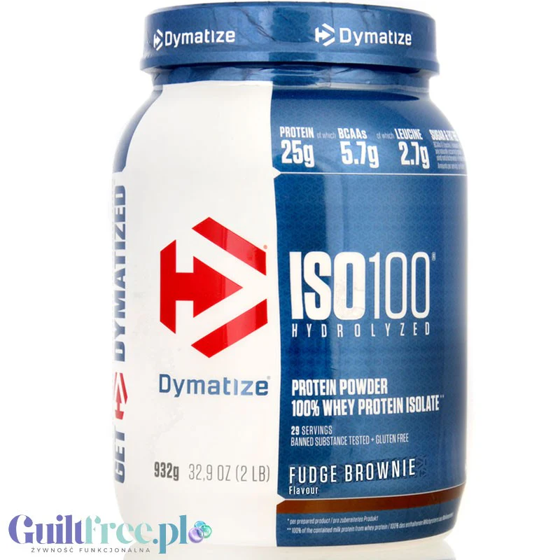 Dymatize ISO100 Hydrolyzed Whey Protein Fudge Brownie - odżywka białkowa bez cukru 25g białka, WPI & Hydrolizat