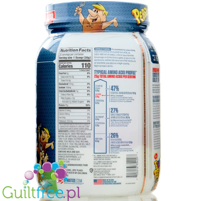 Dymatize ISO100 Hydrolyzed Whey Protein Fruity Pebbles - odżywka białkowa bez cukru 25g białka, WPI & Hydrolizat - Image 3