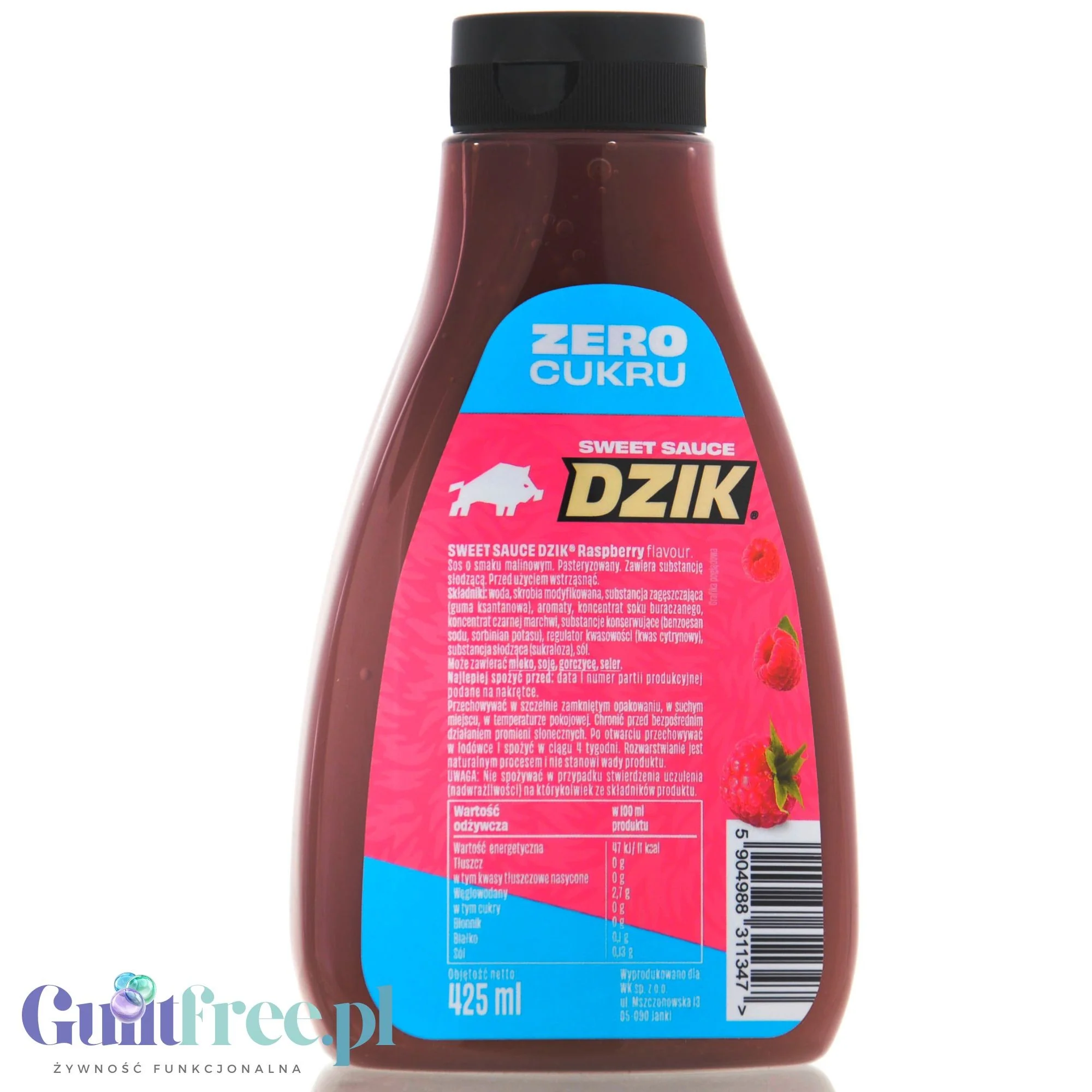 Dzik Sweet Sauce Raspberry Zero Cukru - malinowy sos bez cukru 11kcal - Image 2