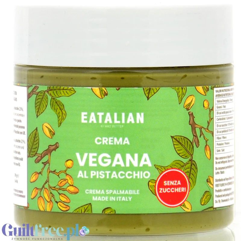EATalian Crema Vegana al Pistacchio 200g - wegański krem pistacjowy bez cukru 25% pistacji z ksylitolem