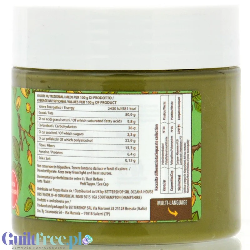 EATalian Crema Vegana al Pistacchio 200g - wegański krem pistacjowy bez cukru 25% pistacji z ksylitolem - Image 2